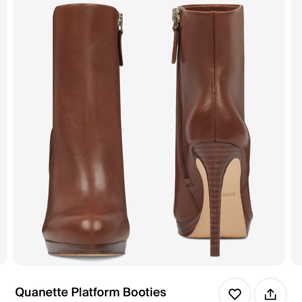 Brown Nine West Quanette platform heel booties